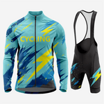 Men’s Long Sleeve Cycling Jersey and Bib Shorts Set - Teal Blue - K2 Sportswear | Custom Sports Uniforms & Apparels - K2 Sportswear