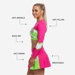 Custom Competition Cheerleading Uniforms - Long Sleeve Top & Skirt Set with Team Name