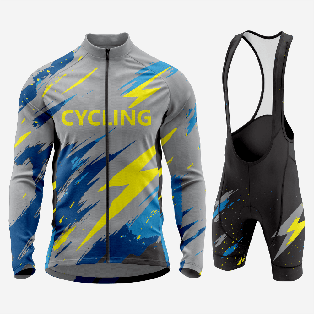 Men’s Long Sleeve Cycling Jersey and Bib Shorts Set - Dark Gray