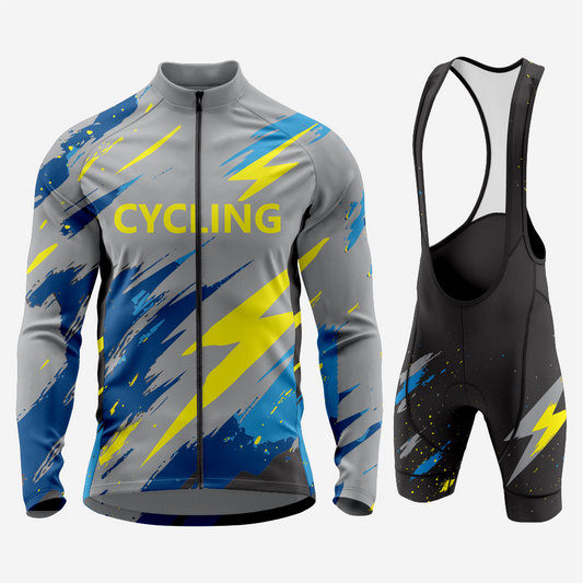 Men’s Long Sleeve Cycling Jersey and Bib Shorts Set - Dark Gray