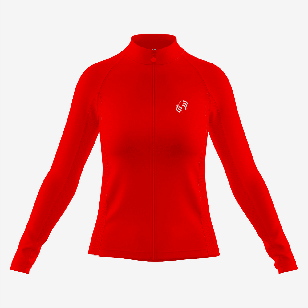 Premium Red Women's Long Sleeve Cycling Jersey