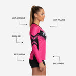 Custom Long Sleeve Cheerleading Jersey - Pink V-Neck Practice Jersey