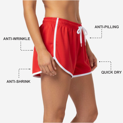 Custom Cheerleading Red Shorts - Athletic Practice Shorts with Drawstring