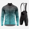 Men’s Long Sleeve Cycling Top and Bib Shorts Set - Teal Blue