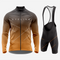 Men's Long Sleeve Cycling Jersey and Bib Shorts Outfit - Brown & Gray