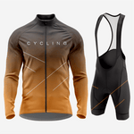 Men's Long Sleeve Cycling Jersey and Bib Shorts Outfit - Brown & Gray - K2 Sportswear | Custom Sports Uniforms & Apparels - K2 Sportswear