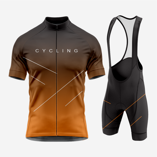 Premium Men’s Cycling Apparel – Road Cycling Jersey & Bib Shorts in Orange/Black