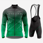 Men's Long Sleeve Cycling Jersey and Bib Shorts Outfit - Green & Gray - K2 Sportswear | Custom Sports Uniforms & Apparels - K2 Sportswear