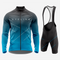 Men’s Long Sleeve Cycling Top and Bib Shorts Set - Blue & Gray