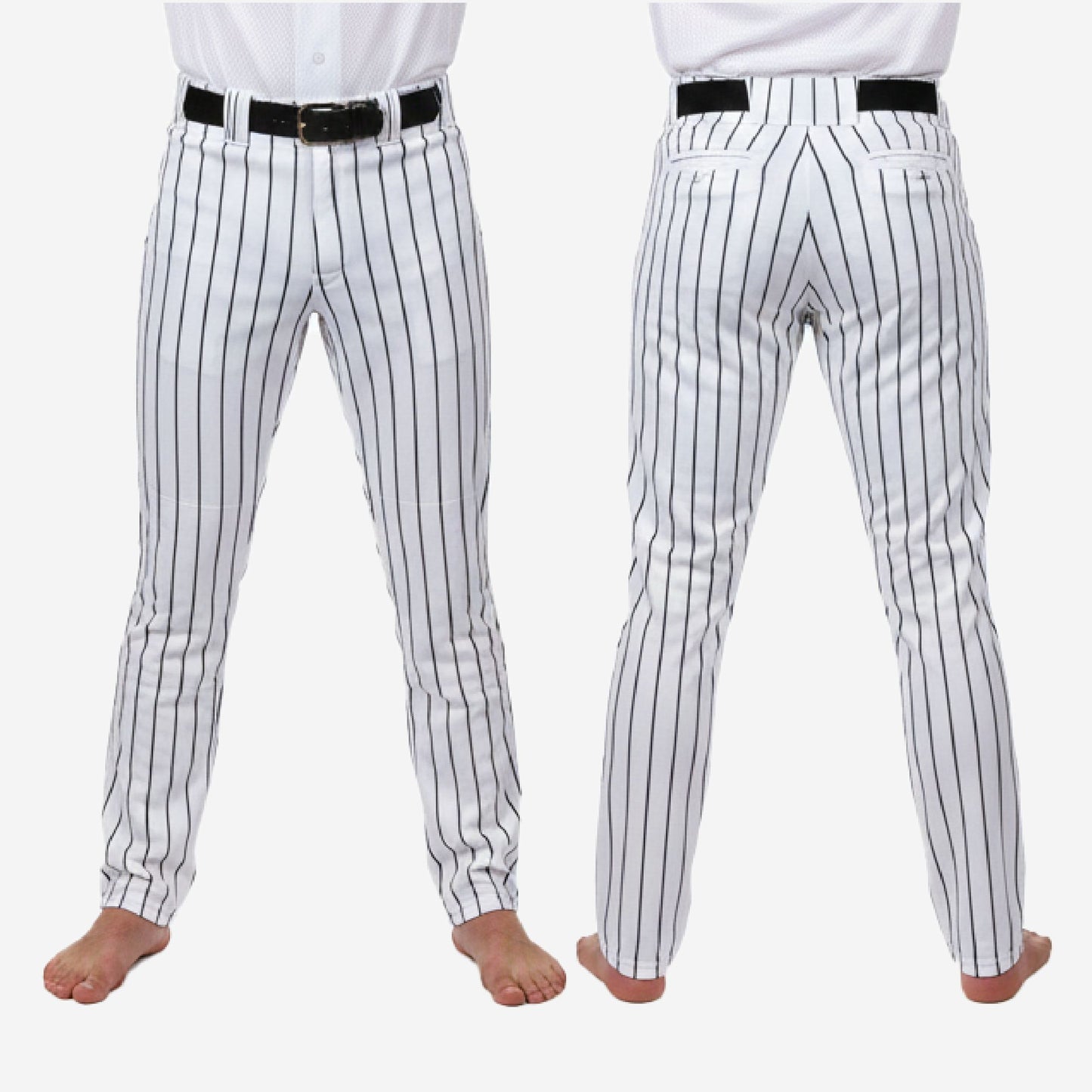 Custom Baseball Uniform Pants - Pinstripe Custom Colors Baseball Pants in White
