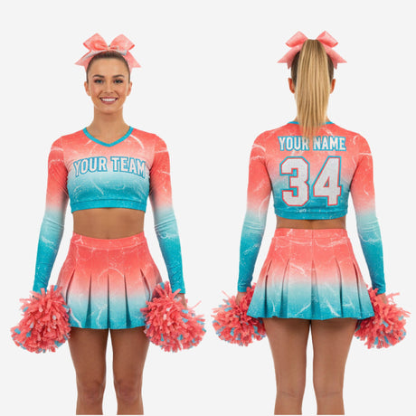 Custom Cheerleading Uniform - Ombre Gradient Long Sleeve Sublimation Set