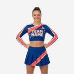 Custom Cheerleading Uniforms Set - Long Sleeve Crop Top & Skirt with Built-in Shorts