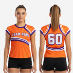 Custom Cheerleading Shell Top - Orange Short Sleeve Team Uniform
