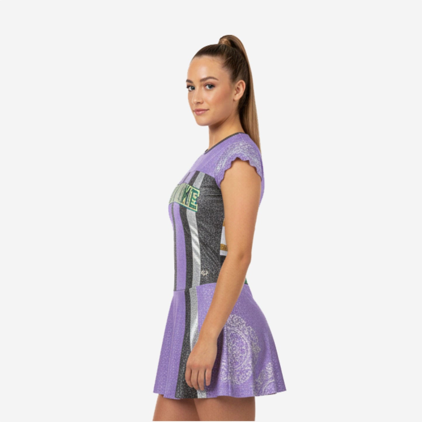 Personalized Sleeveless Cheer Dress - Purple Team Name Uniform