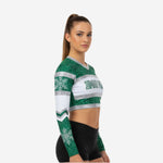 Personalized Long Sleeve Cheerleading Crop Top in Green