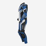 Custom Motorcycle Blue Racing Leather Suit - One Piece Track Day Suit with Armor