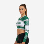 Personalized Long Sleeve Cheerleading Crop Top in Green
