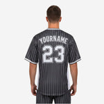 Custom Baseball Team Jersey Charcoal - Pinstripe Full Button Custom Name Number