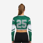 Personalized Long Sleeve Cheerleading Crop Top in Green