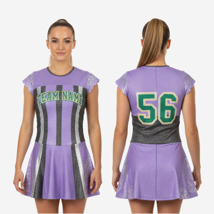 Personalized Sleeveless Cheer Dress - Purple Team Name Uniform