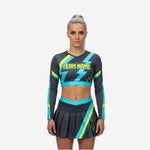 Custom Cheerleading Uniforms Set - Long Sleeve Crop Top & Skirt with Built-in Shorts