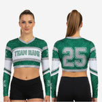 Personalized Long Sleeve Cheerleading Crop Top in Green