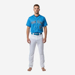 Personalized Baseball Uniform in Blue - Custom V-Neck Jersey & Pants Complete Team Set