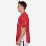 Custom Baseball Team Jersey Red - Pinstripe Full Button Custom Name Number