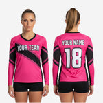 Custom Long Sleeve Cheerleading Jersey - Pink V-Neck Practice Jersey