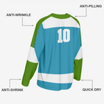 Custom Ice Hockey Jersey in Sky Blue/Dark Green - K2 Sportswear | Custom Sports Uniforms & Apparels - K2 Sportswear