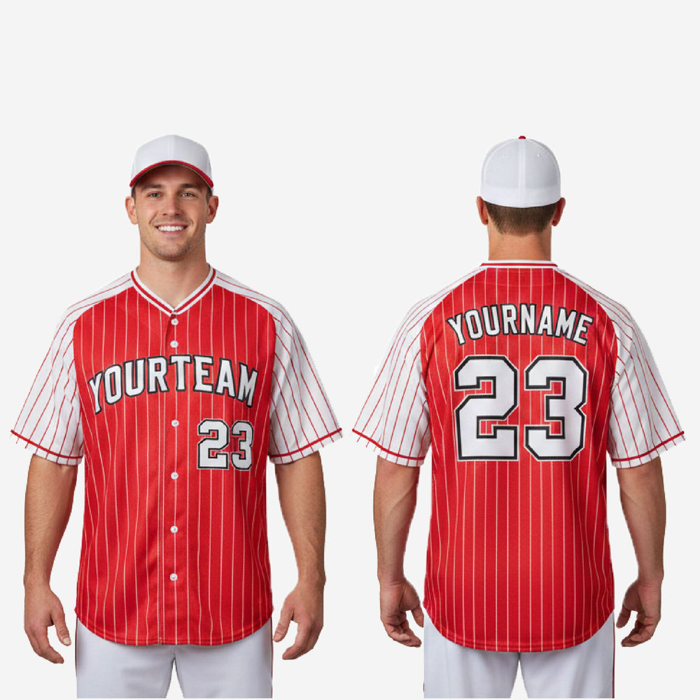 Custom Baseball Jersey in Red - Full Button Baseball Jersey Team Name & Number
