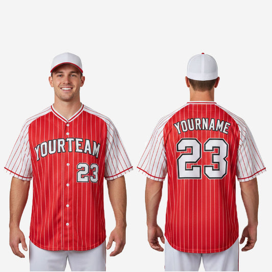 Custom Baseball Jersey in Red - Full Button Baseball Jersey Team Name & Number