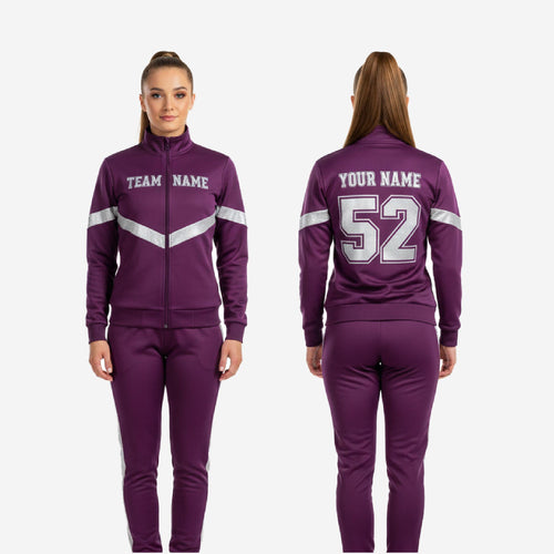 Custom Cheerleading Dark Purple Warmup Set - Full Zip Jacket & Pants Team Name Design
