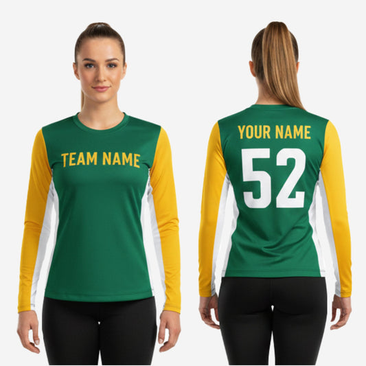 Custom Cheerleading Jersey - Green Long Sleeve Sublimation Print