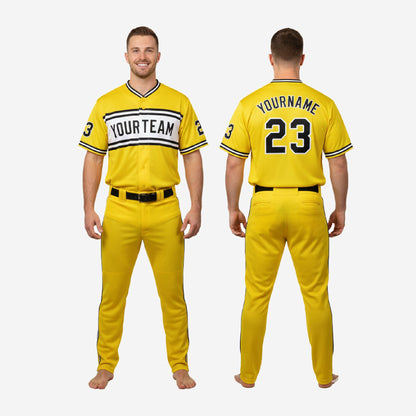 Personalized Baseball Team Uniform - Custom Jersey & Pants Set in Yellow