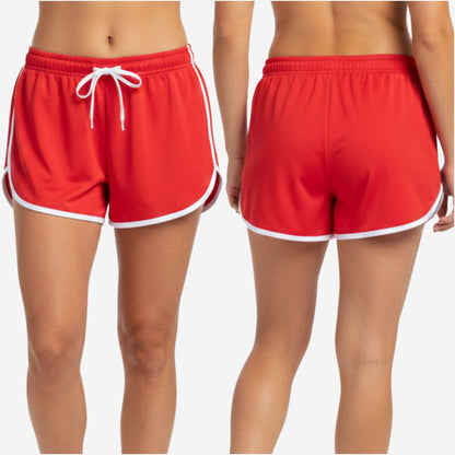Custom Cheerleading Red Shorts - Athletic Practice Shorts with Drawstring
