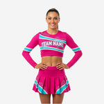 Personalized Cheerleading Uniform Set - Long Sleeve Crop Top & Skirt for Teams