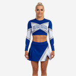 Custom Cheerleading Uniforms Set - Long Sleeve Crop Top & Skirt with Built-in Shorts