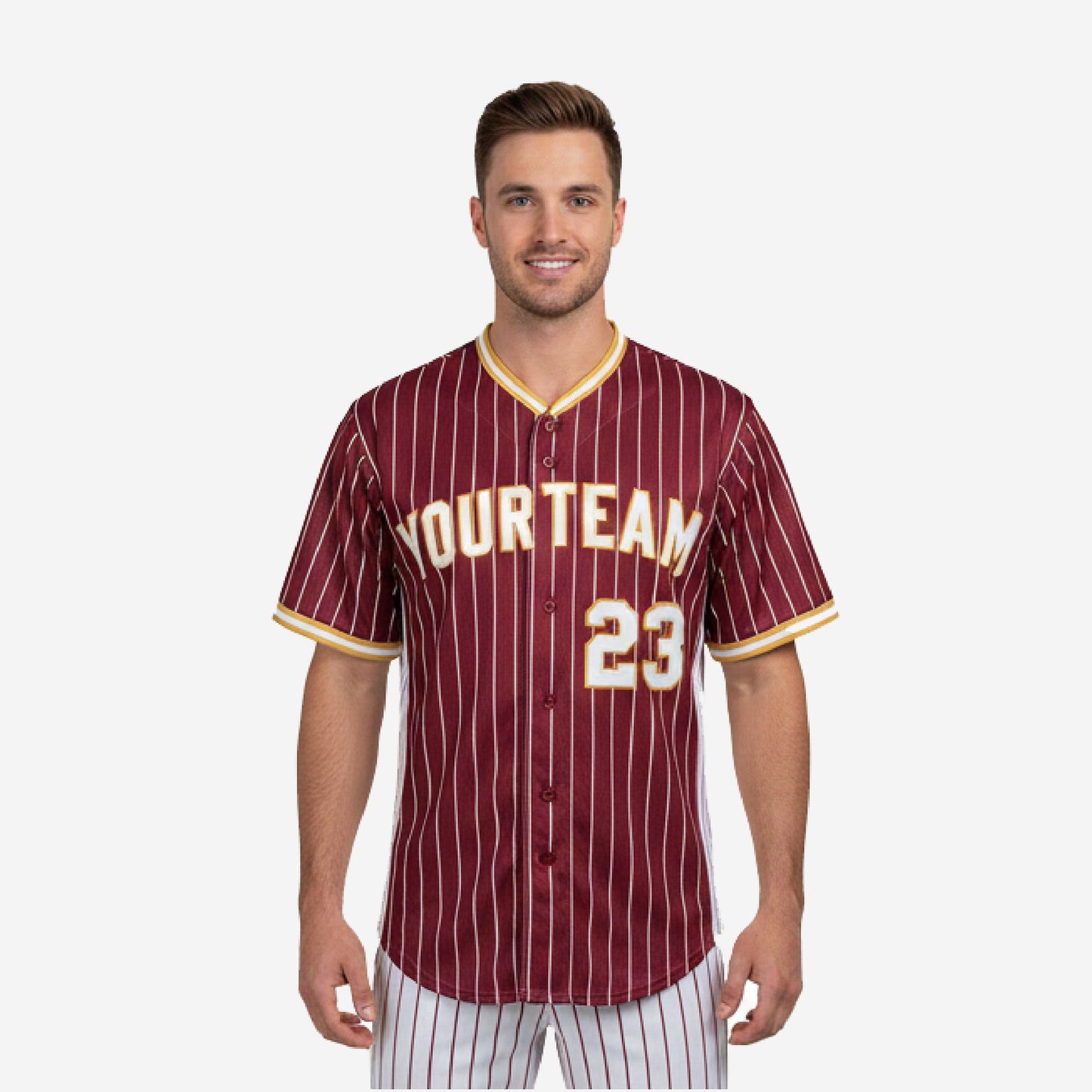 Custom Baseball Team Jersey - Pinstripe Full Button Custom Name Number