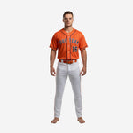 Personalized Baseball Uniform in Orange - Custom V-Neck Jersey & Pants Complete Set