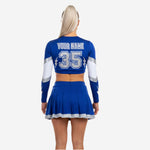 Custom Cheerleading Uniforms Set - Long Sleeve Crop Top & Skirt with Built-in Shorts