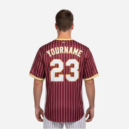 Custom Baseball Team Jersey - Pinstripe Full Button Custom Name Number
