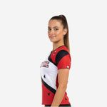 Short Sleeve Custom Sublimated Cheerleading Shell - Red & Black Design