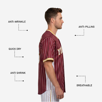 Custom Baseball Team Jersey - Pinstripe Full Button Custom Name Number