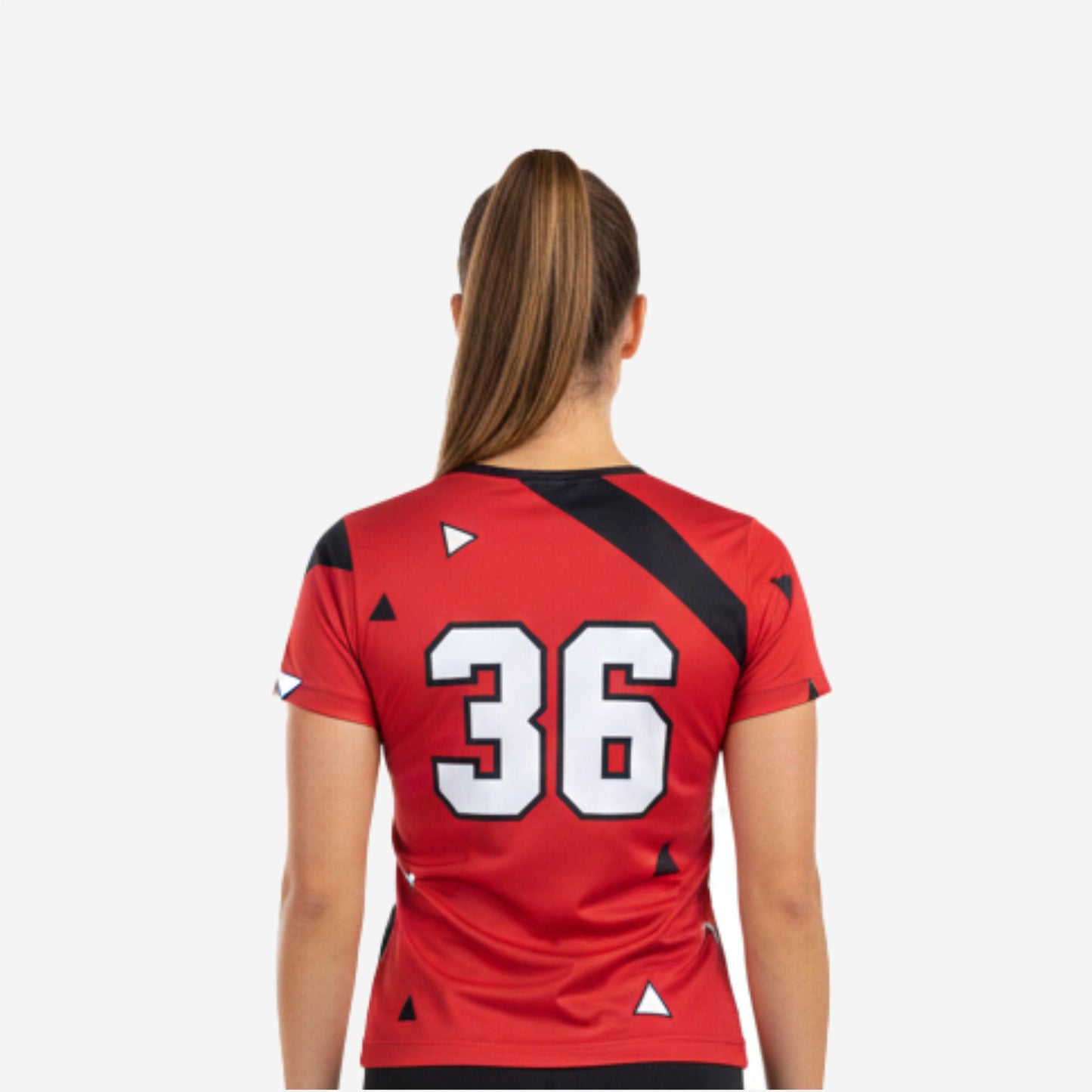 Short Sleeve Custom Sublimated Cheerleading Shell - Red & Black Design