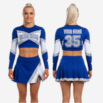 Custom Cheerleading Uniforms Set - Long Sleeve Crop Top & Skirt with Built-in Shorts