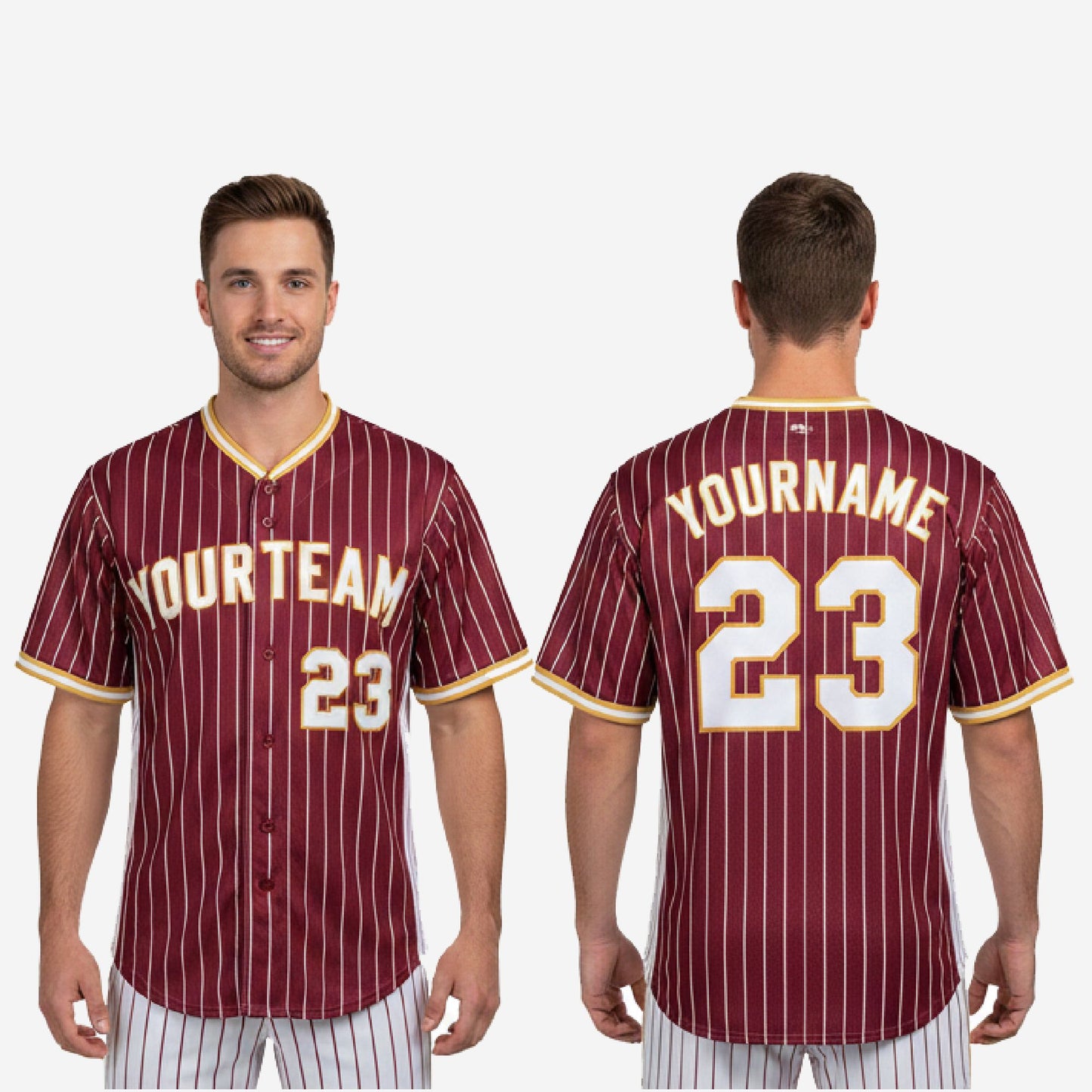 Custom Baseball Team Jersey - Pinstripe Full Button Custom Name Number