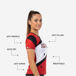 Short Sleeve Custom Sublimated Cheerleading Shell - Red & Black Design