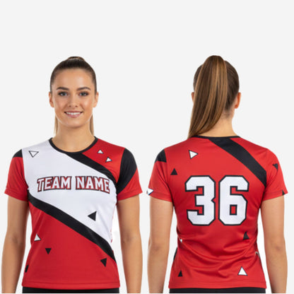 Short Sleeve Custom Sublimated Cheerleading Shell - Red & Black Design