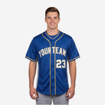 Custom Baseball Jersey in Blue - Full Button Baseball Jersey Team Name & Number